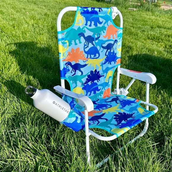 C&C CALIFORNIA Beach Chair Ages 3-6 Years Blue Dino Cup Holder Umbrella Collapse - Picture 5 of 5